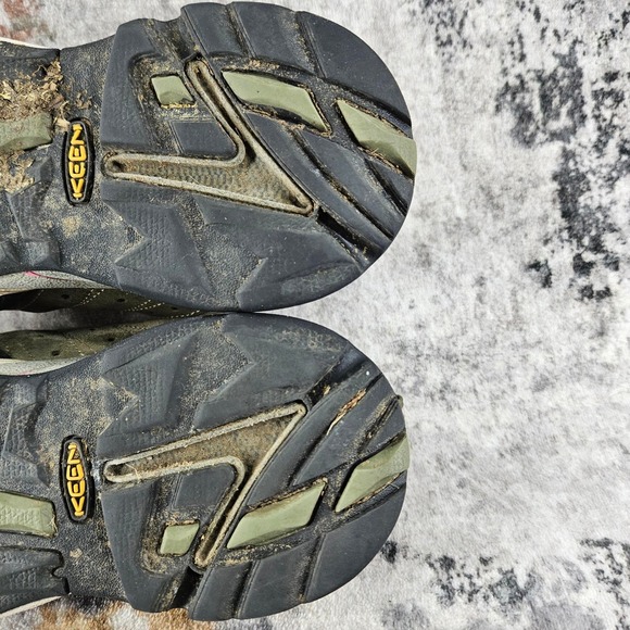 Keen Hiking Trail Shoes Womens 10 Olive Green Suede Lace Up Rubber Toe Rugged - Picture 15 of 16
